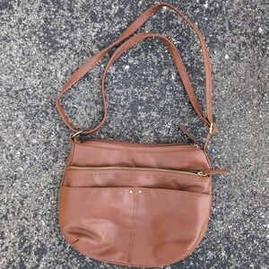 🔥4/$40 Brown medium shoulder bag cross body purse with gold accents